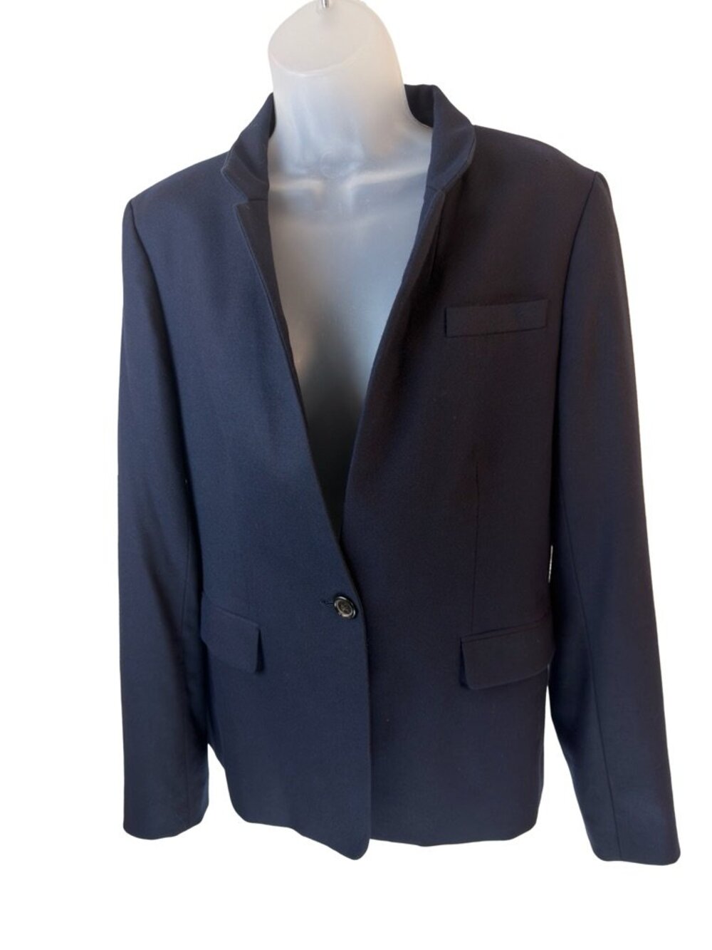 J.Crew Navy Blue Wool Blend Single Button Blazer Size 14 - Picture 3 of 14